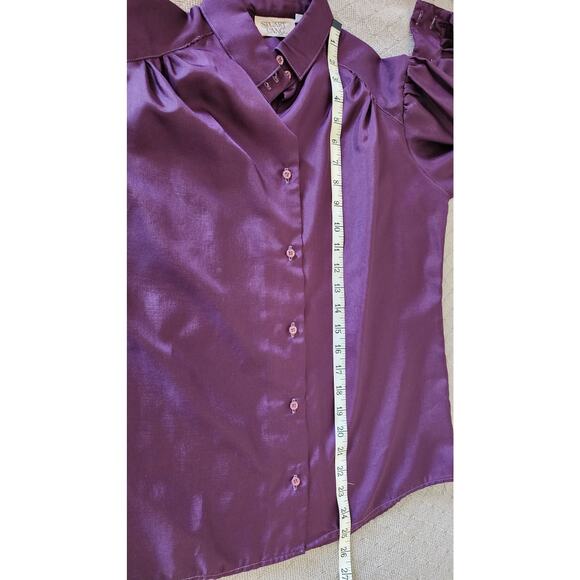 Vintage Stuart Lang Purple Long Sleeved Collared Blouse with cuffed Sleeve W 7/8 - Picture 5 of 6